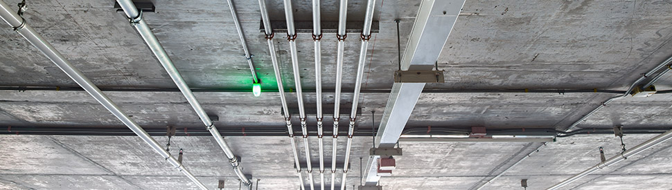 image of electrical conduit running through commercial complex