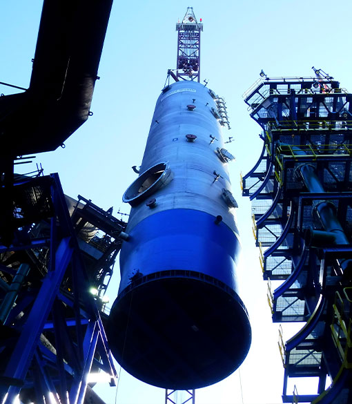 image of large industrial component being moved on job site