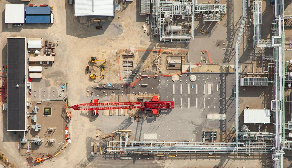 Overhead view of an Industrial Jobsite.